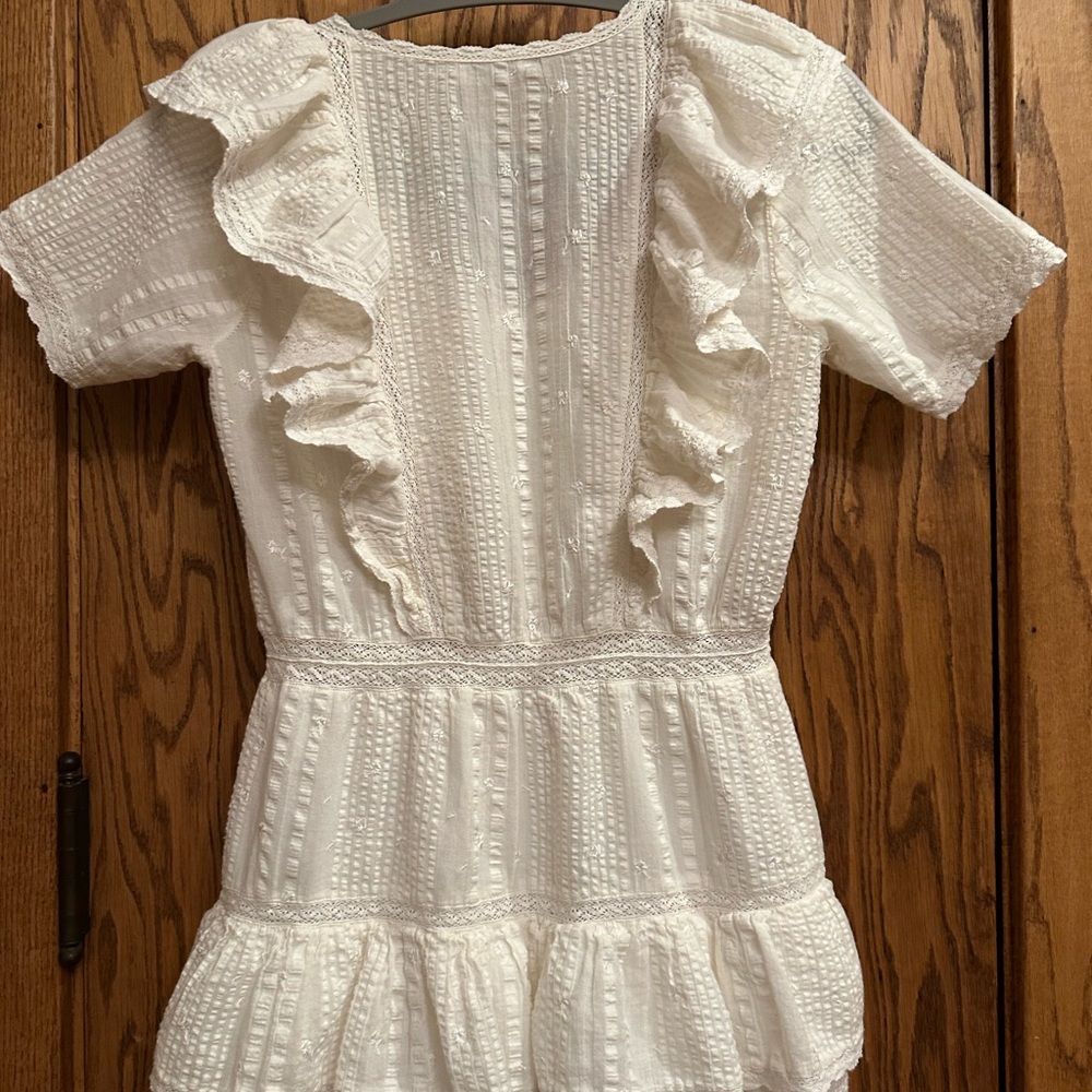 LoveShackFancy Romantic Ruffled offwhite Midi Dress sz 2/4 - Picture 6 of 11